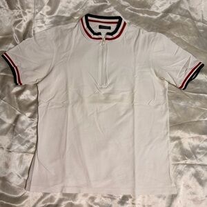 Zara White Polo with Red and Blue Accents